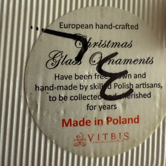 EUROPEAN Hand Crafted Glass Christmas ornaments. White and gray Made in Poland. - Picture 7 of 7